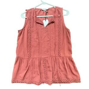 RO & DE Sleeveless Lace Blouse Coral - XS